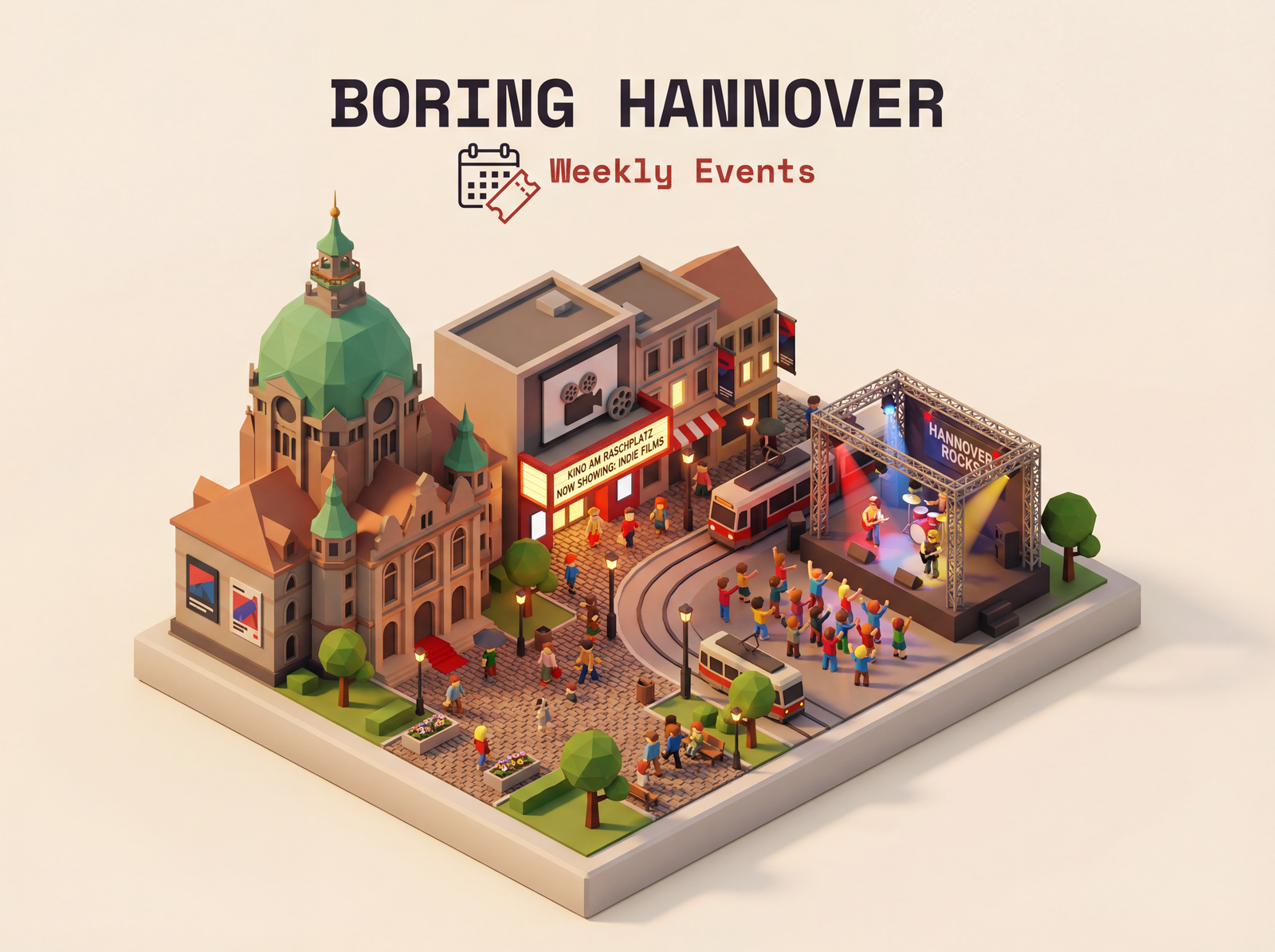 Boring Hannover weekly events illustration
